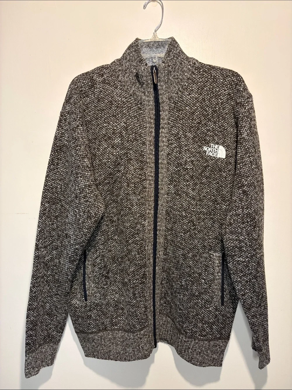 The North Face Full Zip Sweater Jacket Mock Neck Fleece Plaid Lined- Est SZ M-L